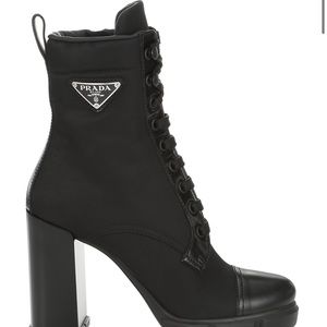 Prada
Leather & Nylon Hiker Booties
